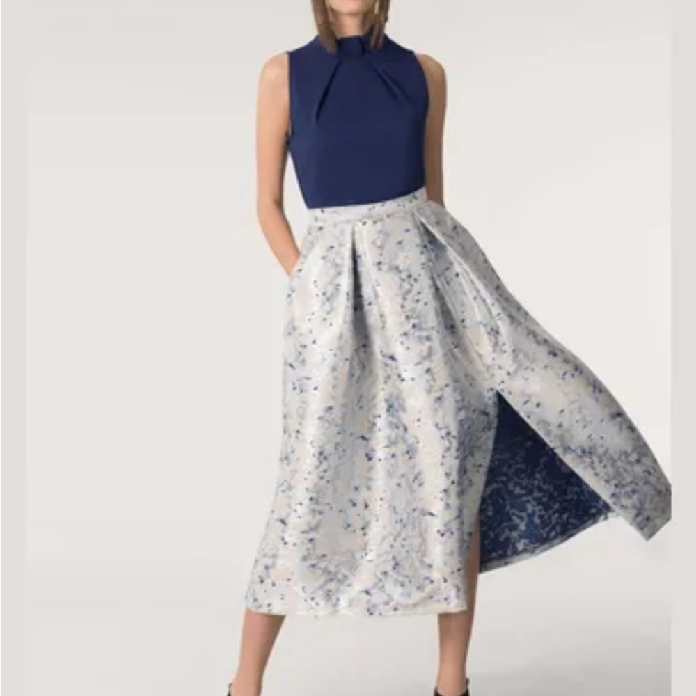 Closet London Womens Dress US 4 UK 8 Gold Collar Full Skirt Blue Wedding Bride